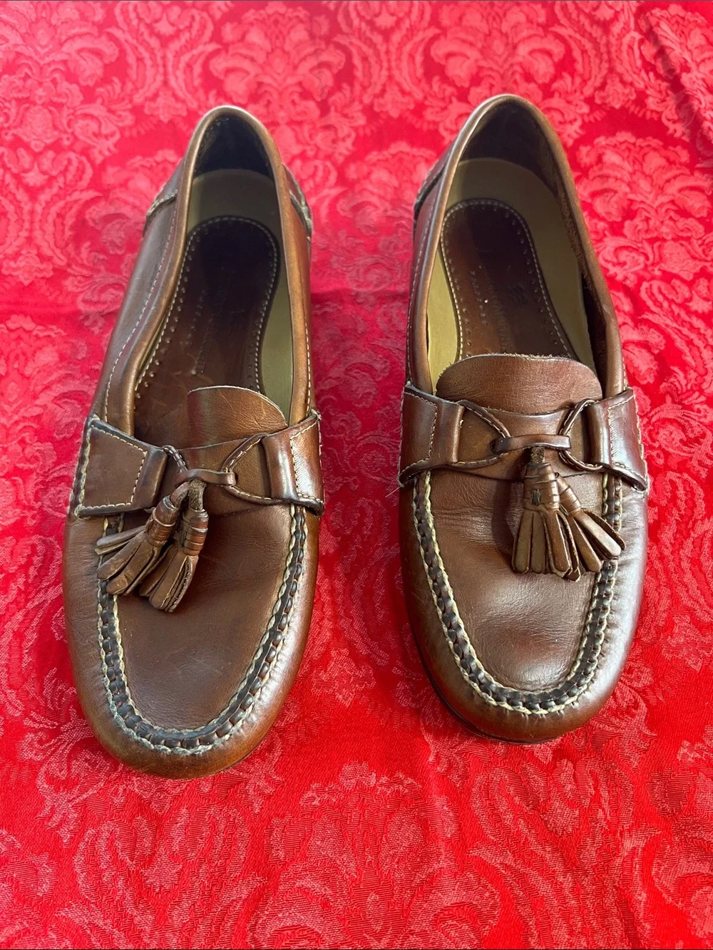Johnston & Murphy Passport Brown Leather Tassel Loafers Men's Size 9D Moc Toe